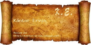 Kántor Ervin névjegykártya